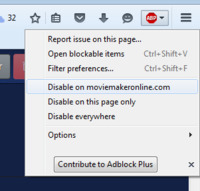 Искључите AdBlock Plus за moviemakeronline.com у Firefox‑у